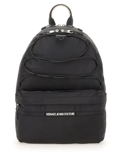 Versace Jeans Couture Backpack With Logo In Black