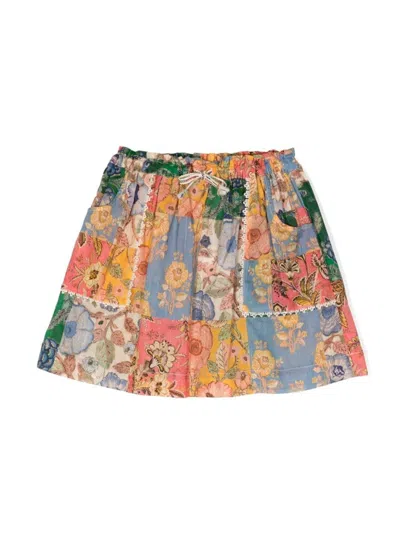 Zimmermann Kids' Junie Patchwork Skirt In Multicolor