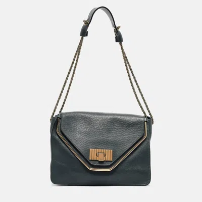 Chloé Leather Medium Sally Shoulder Bag In Green