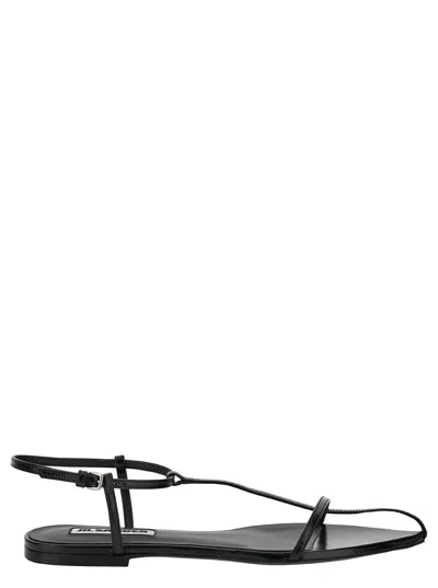 Jil Sander Black Sandals With Ankle Strap In Leather Woman