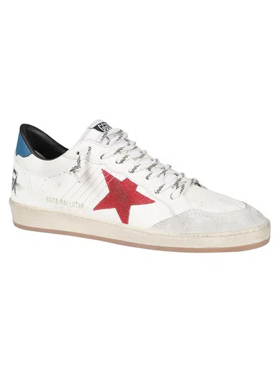 Golden Goose Flat Shoes In White/red/ice/ocean