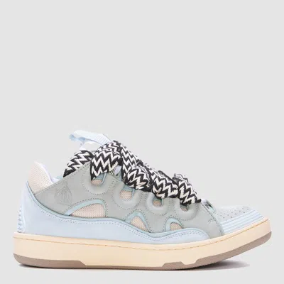 Lanvin Light Blue Leather Curb Sneakers In Pale Blue