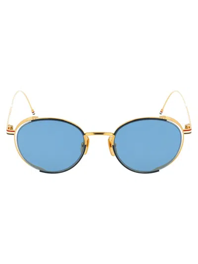 Thom Browne Tb-106 Sunglasses In Navy Enamel-18k Gold W/ Dark Blue - Ar