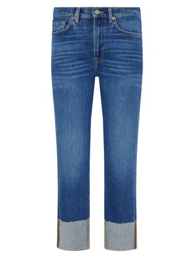 7 For All Mankind Logan Stovepipe Cuffed Jeans In Explorer 3