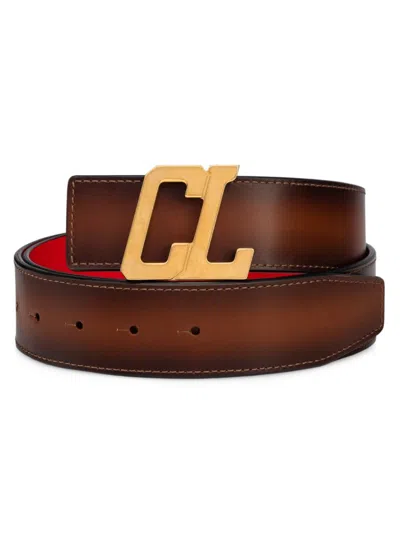 Christian Louboutin Happyrui Logo-buckle Leather Belt In Brown