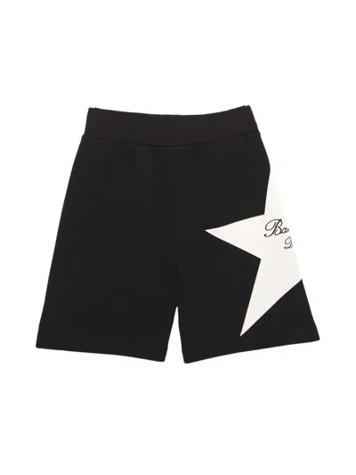 Balmain Kids' Star-print Jersey Track Shorts In Black