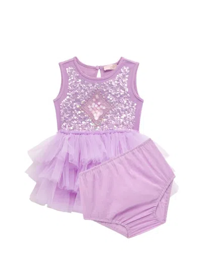 Tutu Du Monde Babies'  Lilac Thistle Mirror Ball Gem-embellished Tulle And Cotton-jersey Dress 6-24 Months
