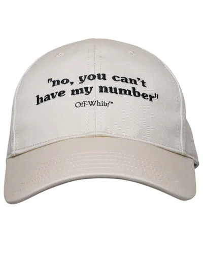 Off-white Beige Cotton Hat In Cream