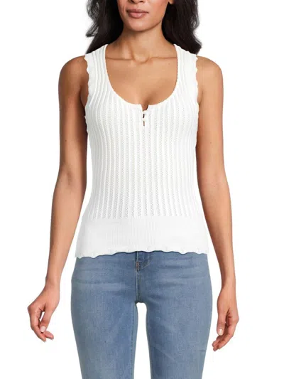 Design 365 Women's Pointelle Knit Tank Top In White