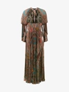 Etro Cape-back Pleated Printed Georgette Maxi Dress In White