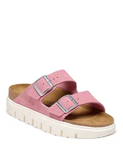 Birkenstock Women's Arizona Chunky Suede Leather Platform Sandals From Finish Line In Pink