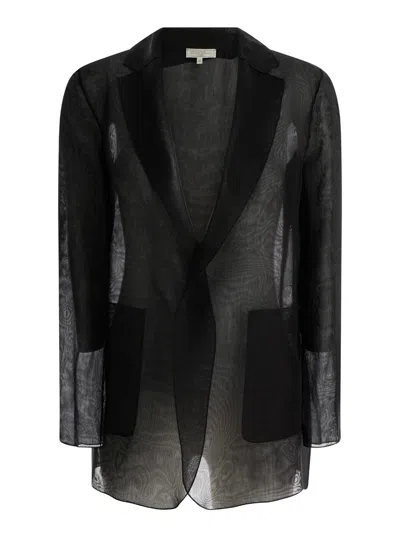 Antonelli Black Semi-transparent 'james' Blazer In Silk Woman