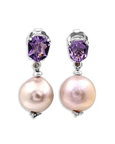 Stephen Dweck Amethyst And Baroque Pearl Drop Earrings In Pink/purple