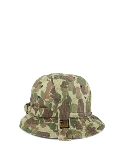 Kapital "camouflage Herringbone" Bucket Hat In Beige