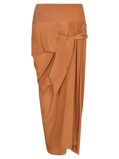 Ermanno Scervino Pleat-detail Silk Skirt In Brown