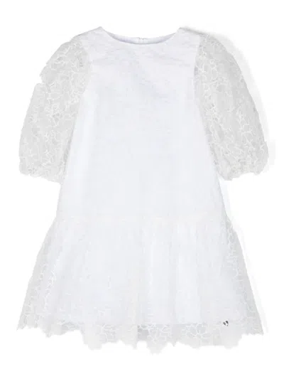 Tartine Et Chocolat Kids' Floral-embroidered Organza Dress In White