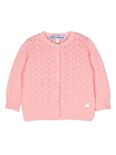 Tartine Et Chocolat Babies' Pointelle-knit Cardigan In Pink
