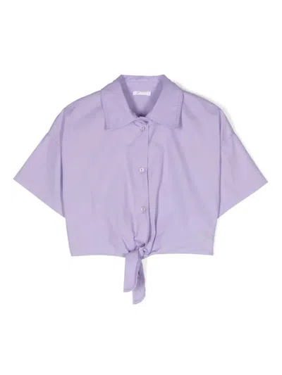 Miss Grant Kids' Tied Cotton Shirt In Purple