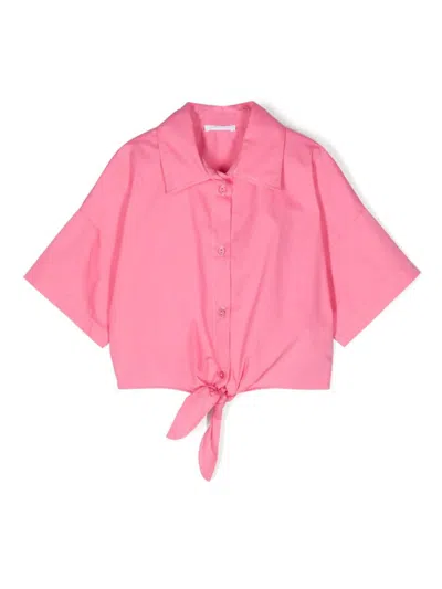 Miss Grant Kids' Heart Cut-out Poplin Shirt In 粉色