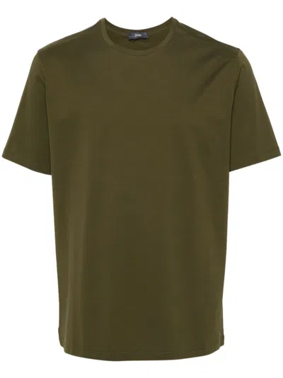 Herno Crew-neck T-shirt In Light Military
