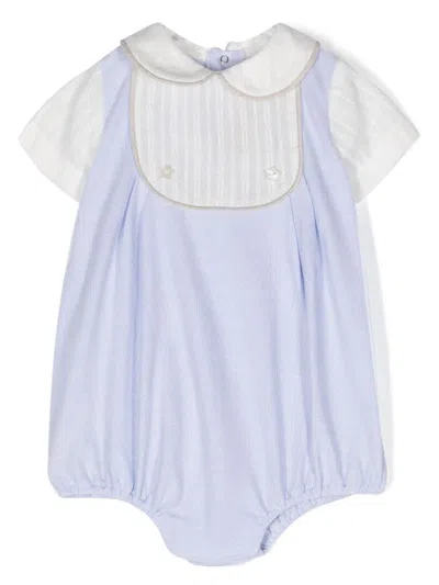 La Stupenderia Babies' Panelled-design Cotton Body In Light Blue