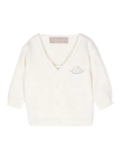 La Stupenderia Babies' Pocket-square Cotton Cardigan In White