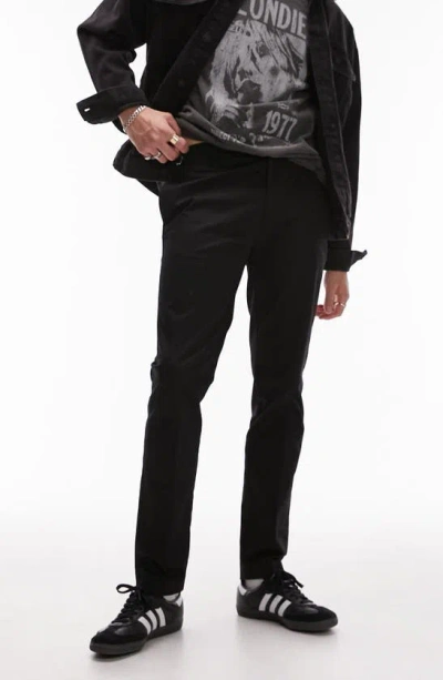 Topman Premium Wool Stretch Slim Pant In Black