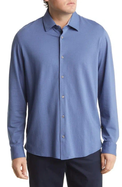 Ted Baker Rigby Knit Button-up Shirt In Dark Blue