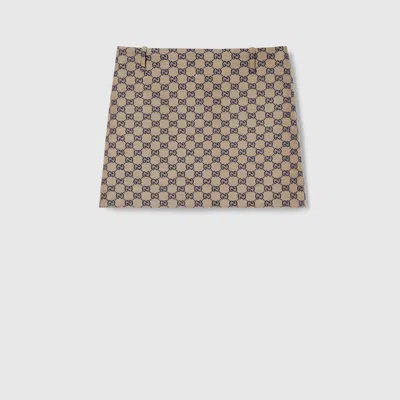 Gucci Gg Linen Blend Canvas Skirt In Undefined
