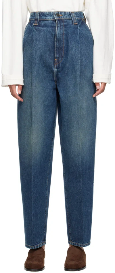 Khaite Ashford Pleated Wide-leg Jeans In 5 Stinson