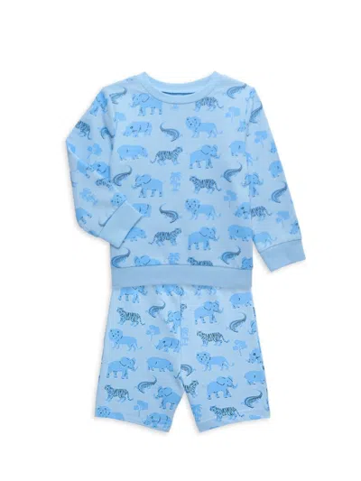 Little Me Baby Boy's 2-piece Safari Sweatshirt & Shorts Set In Blue