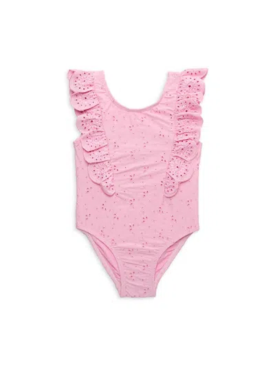 Little Me Baby Girl's Eyelet Embroidered One Piece Swimsuit In Pink