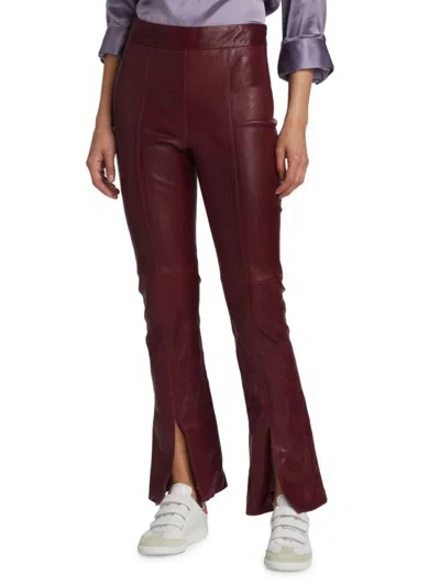 Twp Women's Skinny Love Leather Slit Front Pants In Burgundy