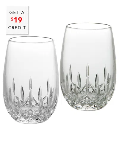 Waterford Lismore Essence Stemless Wine White 12oz Set Of 2 With $19 Credit In No Color