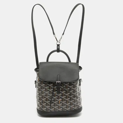Pre-owned Goyard Ine Coated Canvas And Leather Mini Alpin Backpack In Black