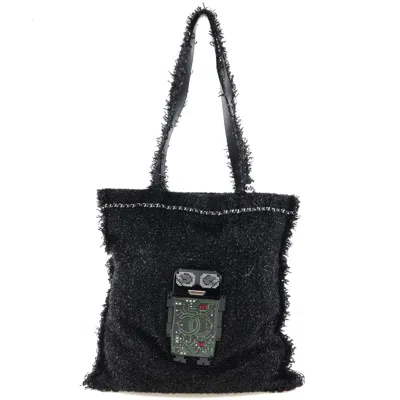 Pre-owned Chanel Coco Mark Black Tweed Tote Bag ()