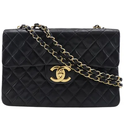 Pre-owned Chanel Deca Matrasse Black Leather Shoulder Bag ()