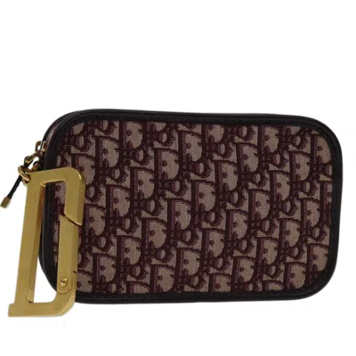 Dior Trotter Brown Canvas Clutch Bag () In Burgundy