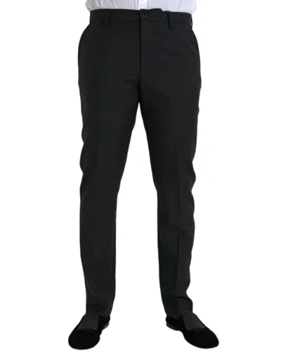 Dolce & Gabbana Black Wool Men Skinny Dress Trousers