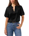 Vince Camuto Quarter Puff Sleeve Top In Rich Black