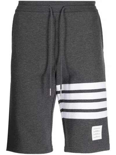 Thom Browne Men's 4 Bar Cotton Track Shorts In Grey