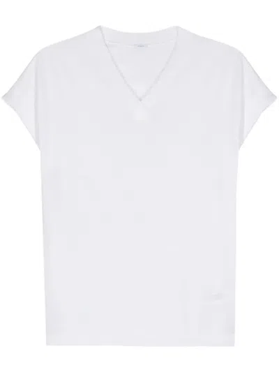 Malo V-neck Fine-knit Top In White