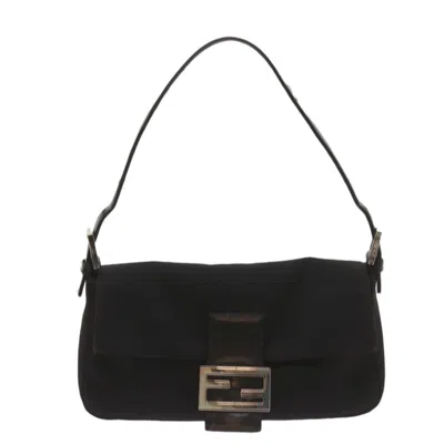Fendi Mamma Baguette Black Canvas Shoulder Bag ()