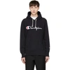 Champion Reverse Weave Script Logo Graphic Hoodie In Black