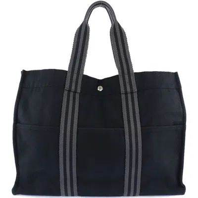 Hermes Hermès Fourre Tout Black Canvas Tote Bag ()