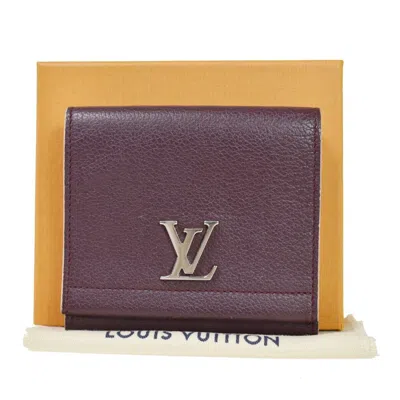 Pre-owned Louis Vuitton Lockme Burgundy Leather Wallet  ()