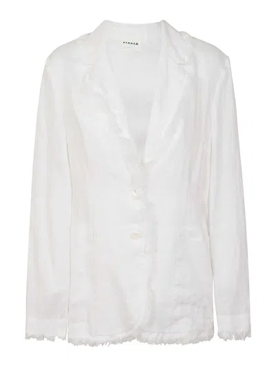 P.a.r.o.s.h Double-breasted Linen Blazer In White
