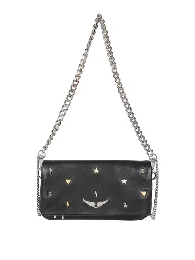 Zadig & Voltaire Leather Clutch Bag In Black