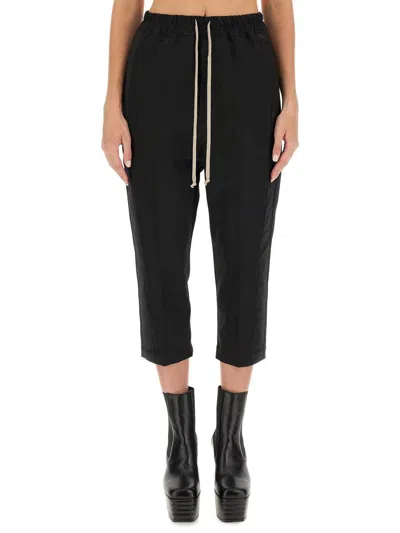 Rick Owens Drawstring Astaires Cropped Pants In Black