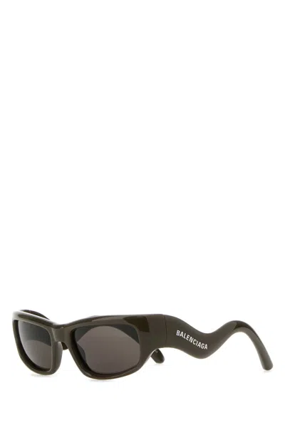 Balenciaga Brown Acetate Hamptons Rectangle Sunglasses In Coldbrown
